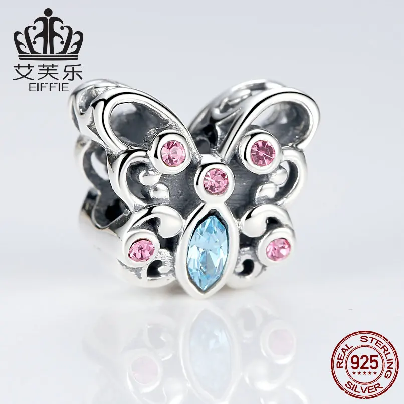 Красочные бабочки Diy аксессуары стерлингового серебра 925 натуральный камень бусины для изготовления ювелирных изделий Подходит pandora браслет