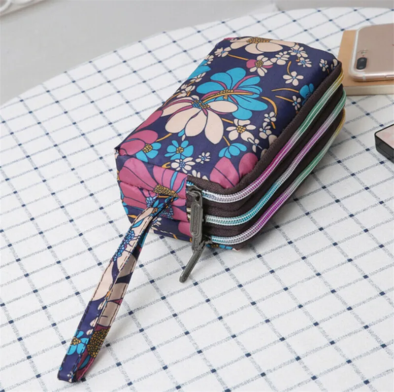 

2020 Women Mini Wallet Zipper Floral Printed Card Cellphone Holder Coin Purse Small Leather Clutch Bag Pouch