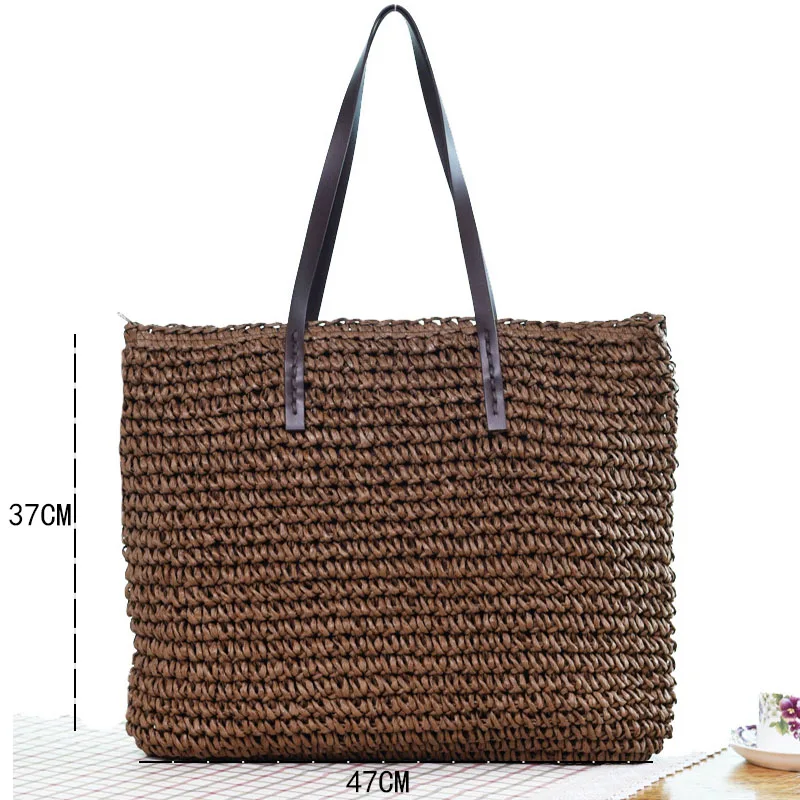 Saco de palha redonda tecido rattan saco