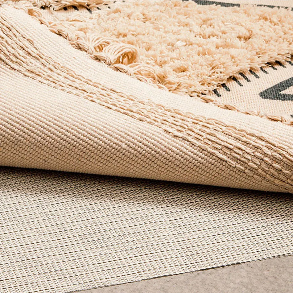 Morocco Cotton Hand Woven Carpet Tufted Tassels Floor Mat Bedroom Tapestry Blanket Living Room Carpet Area Rug Tapete Para Sala