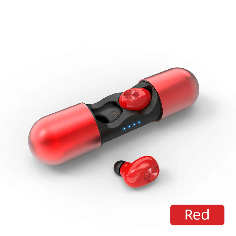 Красный V8 TWS, беспроводные Bluetooth наушники, гарнитура, 5,0, наушники в ухо, спортивные, маленькие, HIFI Звук, HD, вызов, игры, шумоподавление, затычки для ушей - Цвет: Красный