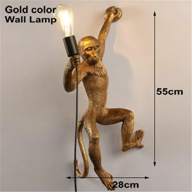 Gold Wall Lamp Современная лампа в форме обезьяны, веревка из смолы, подвесные светильники, освещение для гостиной, художественный салон Seletti, подвесной светильник для Кабинета - Цвет корпуса: Gold Wall Lamp