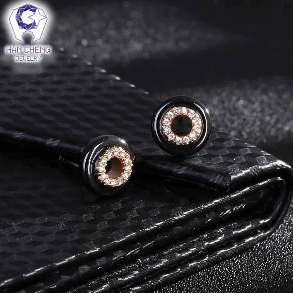 Новые модные маленькие круглые керамические серьги HanCheng с цирконием класса ААА и