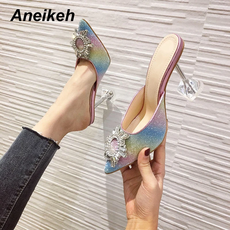 Женские туфли лодочки с блестками Aneikeh блестящие подсолнухами и стразами