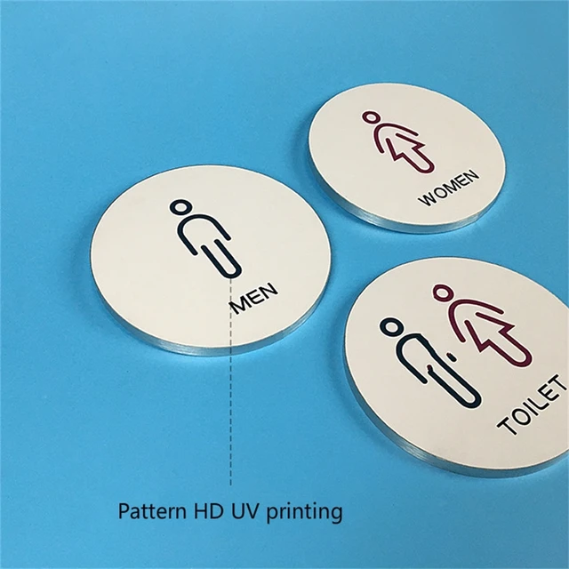 아크릴 소재로 제작된 남자 여자 욕실 간판, 화장실 사용자들에게 필요한 정보를 전달