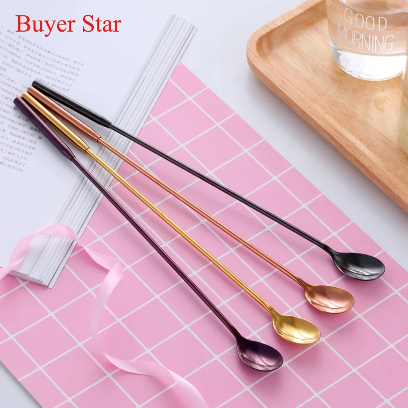 7 Color Cocktail Japanese Bar Spoon Long 304 Stainless Steel Spiral Pattern 12 Inch Bar Cocktail Shaker Wine Spoon Tool