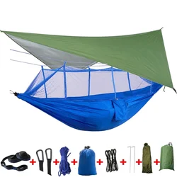 Quzhou – hamac d'extérieur Super Portable, hamac de plage, étanche à la pluie, résistant aux moustiques, auvent de Camping 