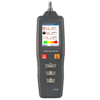 

Digital Color LCD Vibration Meter Tester WT63B Vibrometer Acceleration 0.1-199.9M/S2 Velocity 0.1-199.9mm/S Displacement 0.001-1