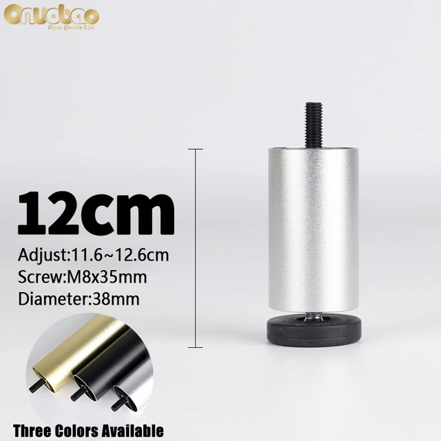 Onuobao 4PCS Furniture Leg M8 Screw Adjustable Aluminum Alloy Sofa Leg for Table Legs Raised Feet Refrigerator Washing Machine Silver-12cm