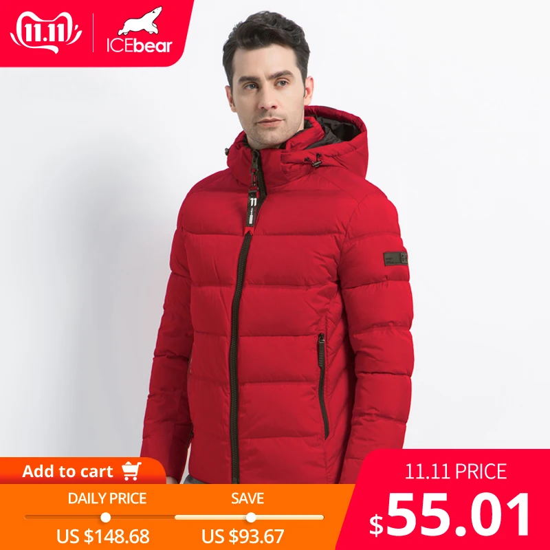 

ICEbear 2019 New Winter Men's Jacket Fashion Men's Coat High Quality Male Top Hooded Man Clothing Brand Apparel MWD18605I
