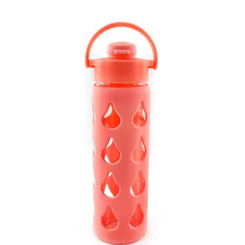 

22 Ounce Borosilicate BPA-Free Glass Water Bottle with Flip Cap Carrying Handle and Protective Silicone Sleeve for Sports