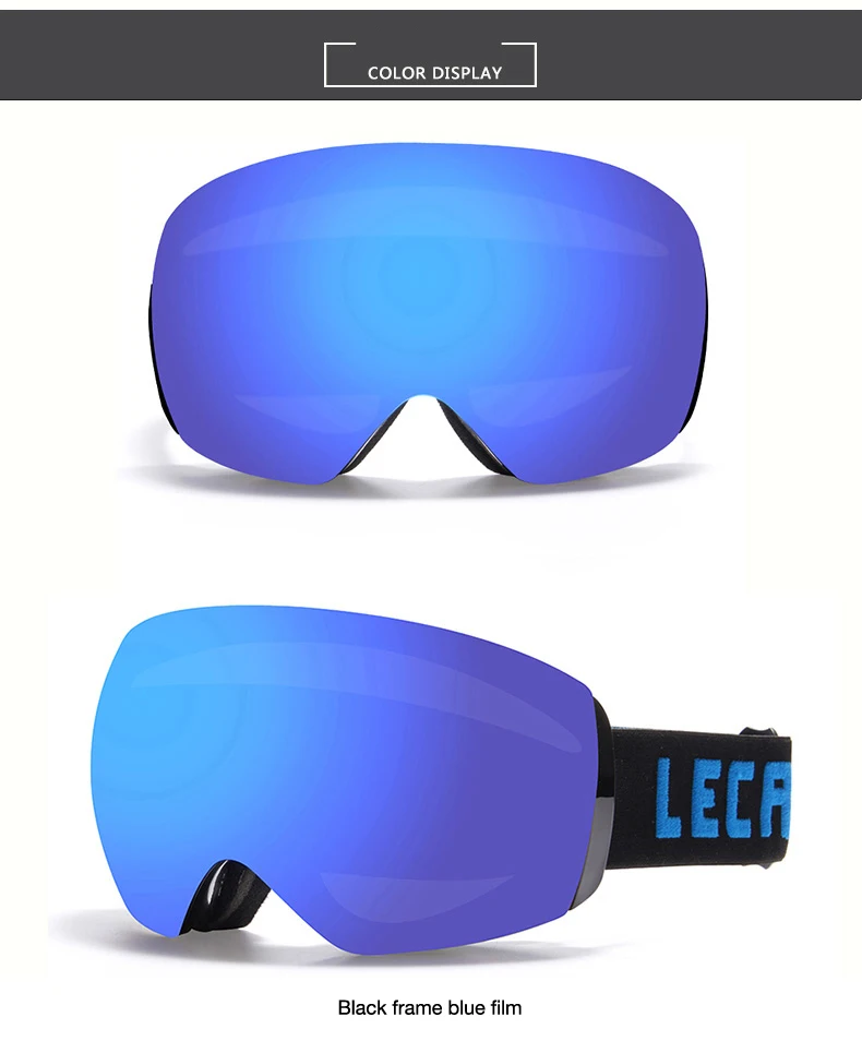LECAGE Очки для снегохода лыжные очки для мужчин и женщин для сноуборда двухслойные большие Лыжные маски противотуманные большие сферические для взрослых защита uv400 L209