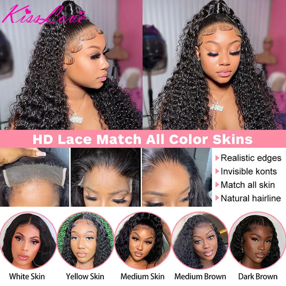 Deep Wave 13x6/13x4 Lace Front Human Hair Wigs for Black Women Preplucked 360 lace Frontal Wig Brazilian 5x5 HD Lace Closure Wig