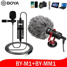 BOYA ميكروفون ستوديو صغير MM1 M1 ، ميكروفون Lavalier ، لأجهزة iPhone و Canon و Nikon و Sony و DSLR والكمبيوتر الشخصي وفيديو Vlog وألعاب المعيشة