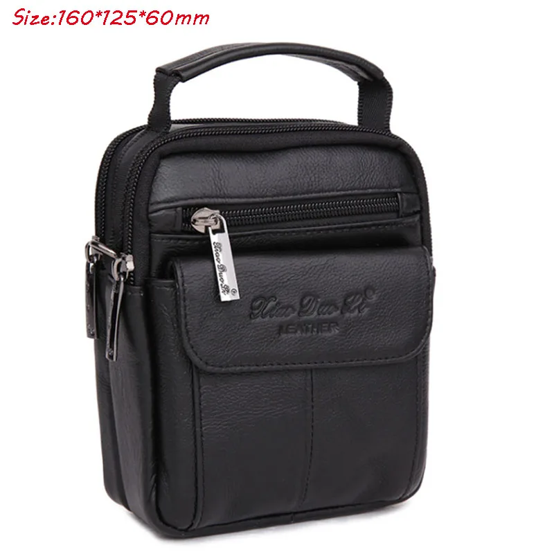 Мужские сумки из натуральной воловьей кожи, сумка-мессенджер на плечо, сумка через плечо, поясная сумка, поясная сумка, мужская сумка-тоут, кошелек - Цвет: Black A