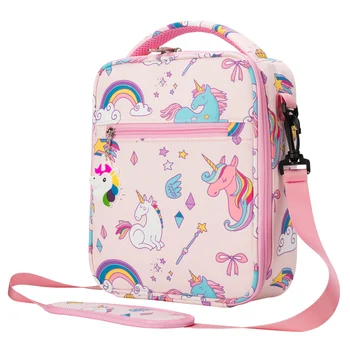 

Heopono Branded Food Safe Fashion Kids Thermal Food Cooler Bag Fitness BPA free Children Cartoon Unicorn Lunch Box Bag for Girls