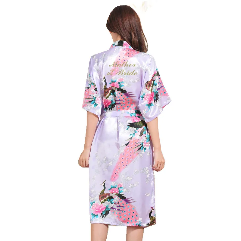 

Bronze Mother of the Bride Bride Mother Morning Gowns Printed Words Long Wedding Makeup Robe