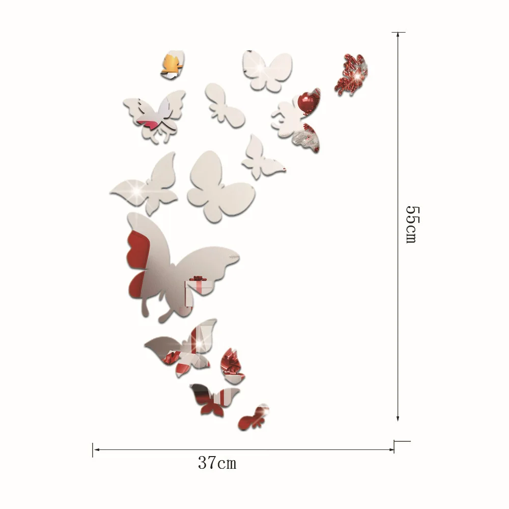 14 шт. 3D зеркала Бабочка Наклейка на стену s Наклейка на стену Искусство Съемные вечерние комнаты свадебный Декор DIY домашний декор наклейка на стену для дома
