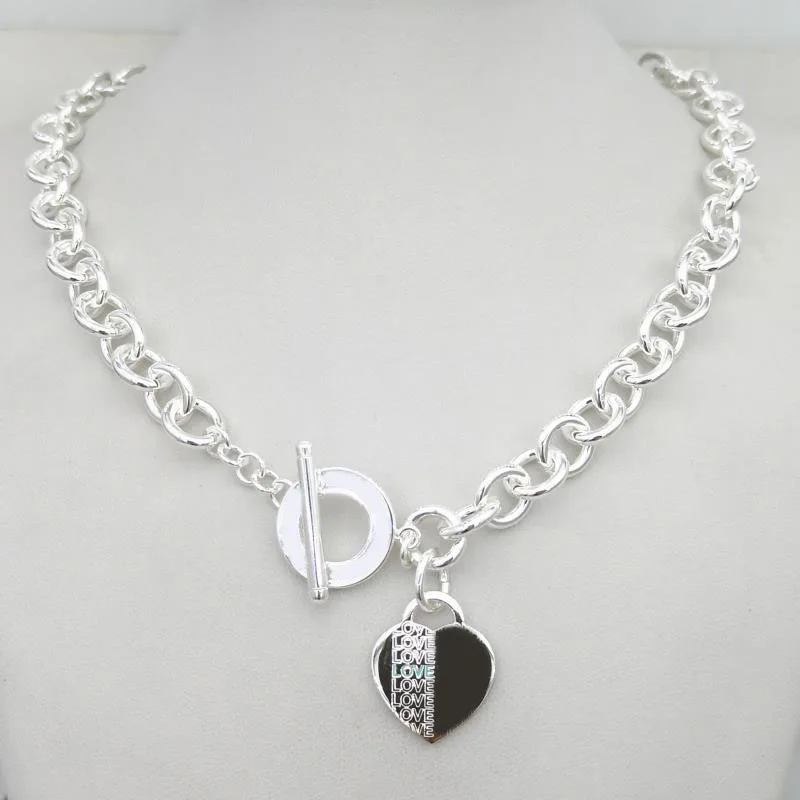 Sterling Silver 925 Classic Popular Cool Fashion LOVE Heart-shaped Ladies Necklace Jewelry Holiday Gift | Украшения и аксессуары