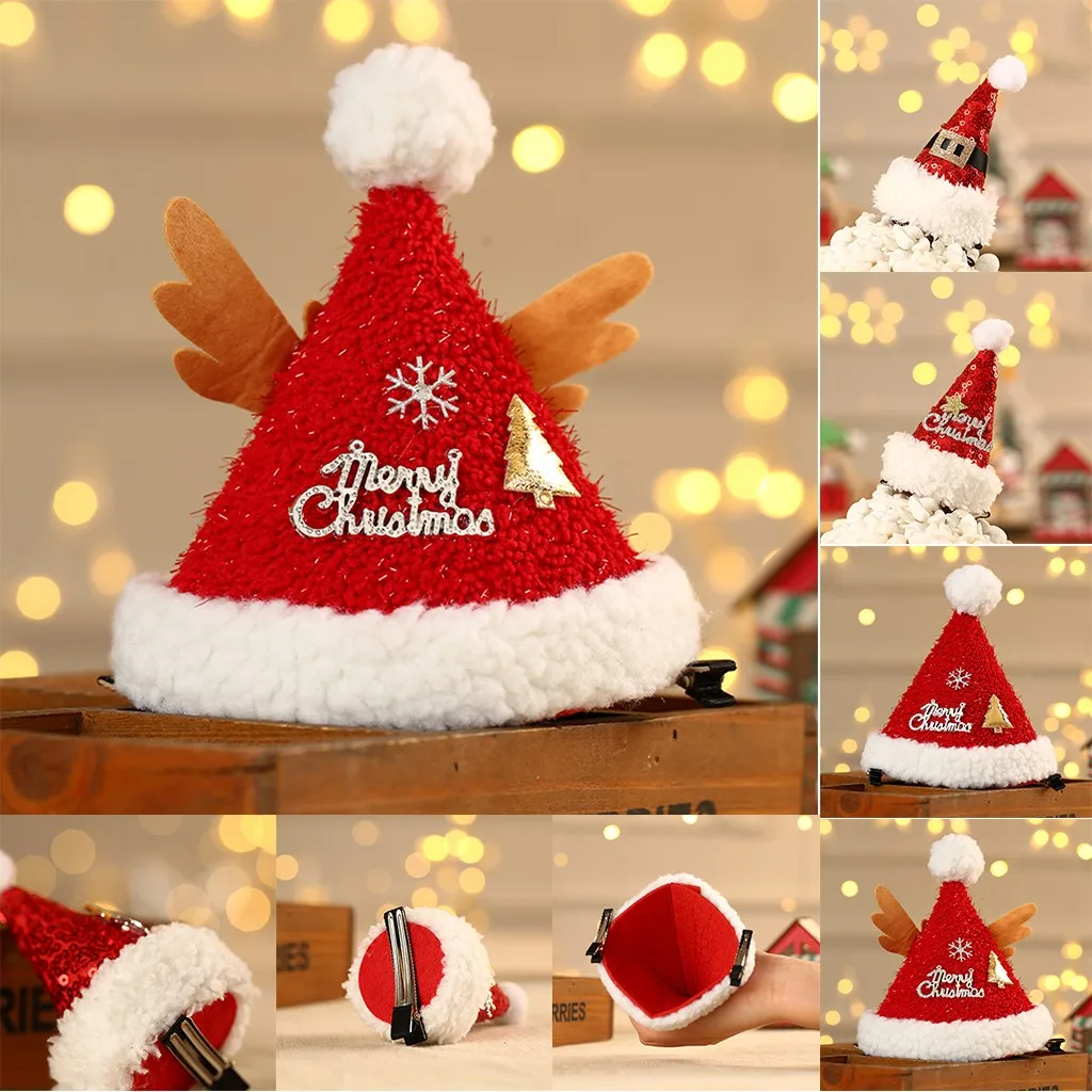 Christmas Hair Ornament Hairpins For Girls Hair Accessories New Christmas Children's Headdress Christmas Hat Hair Clips