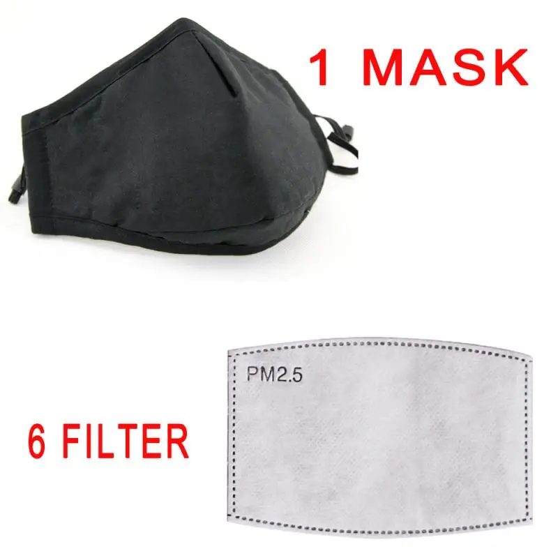 

1 mask with 6 filter paper Square Active Carbon Mask Filter motorcycle