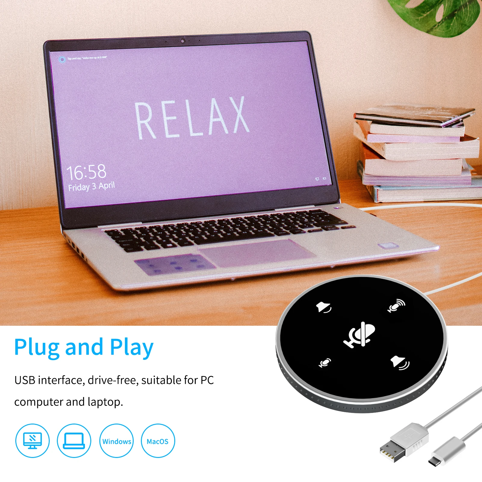 Microfono Conferenze USB Omnidirezionale 360° - Per PC, Ufficio, Skype | Con Cavo 2 Metri - Foto 6