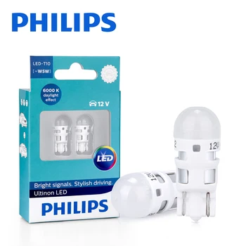 

Philips T10 Светодиод лампы для авто габаритные огни Светодиодная лампа освещения салона 6000K Фонарь освещения номерного знака