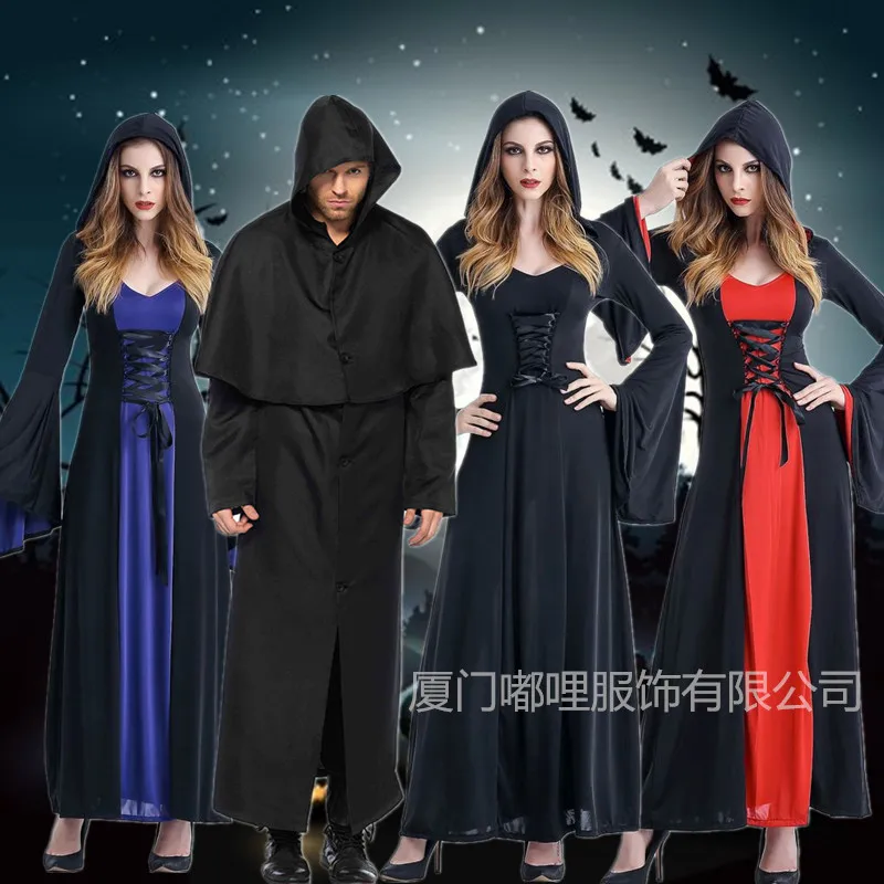 

Halloween COS Death Mantle Adult Men And Women Wizard Robe Witch Horror Vampire Makeup Ball Costume