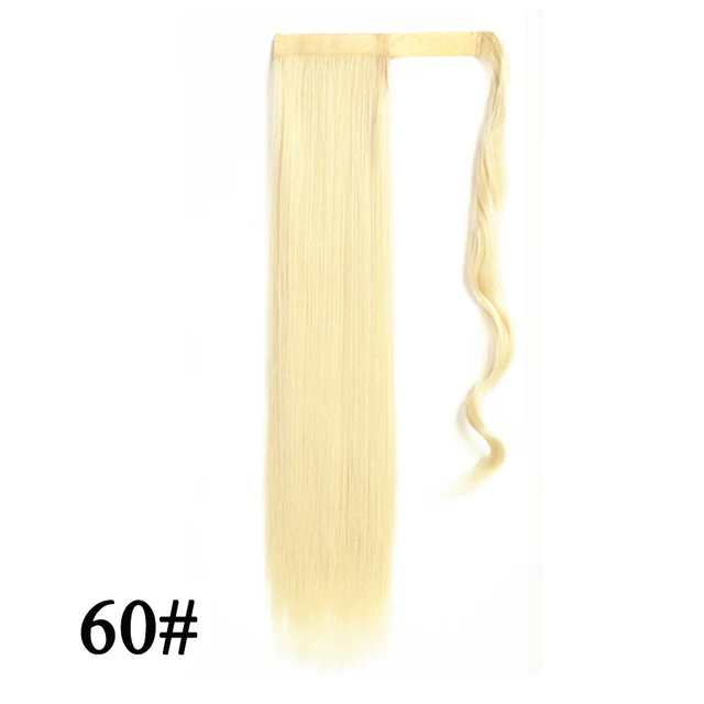 Leeons 20'' Synthetic Ponytail Hair pieces Heat Resistant Fiber Straight Ribbon Clip In Hair Extension 21 colors Brown Black 60