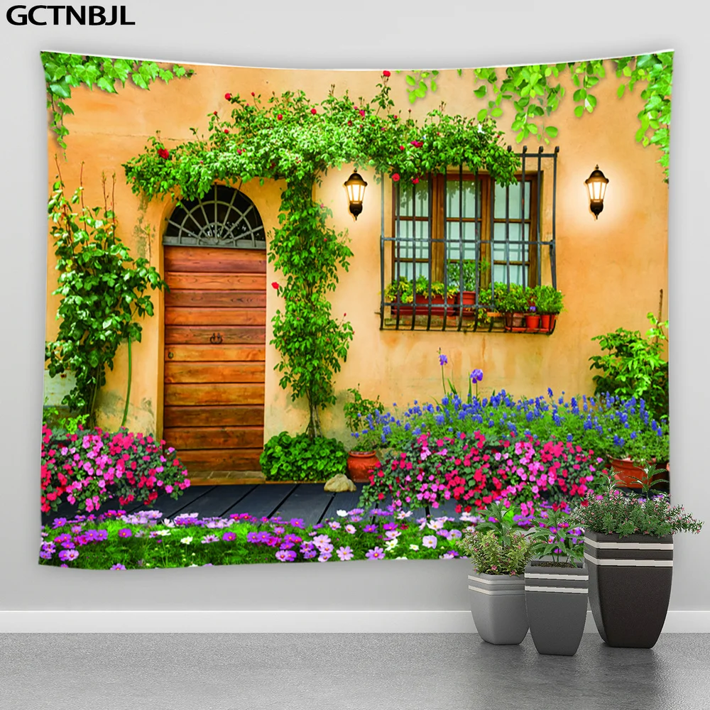 Landscape Print Large Tapestry Street Architecture Scenery Tapestries Bedroom Living Room Home Decor Hippie Wall Hanging Blanket tapestry decorations