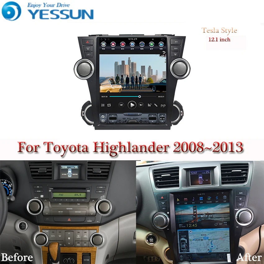 Автомобильный мультимедийный плеер Tesla экран для Toyota Highlander XU40 Kluger 2008 2013 Android радио