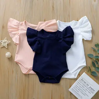 

Newborn Infant Baby Girl Boys Jumpsuit Ruffles Short Sleeve Solid Playsuit Summer Clothes Outfit