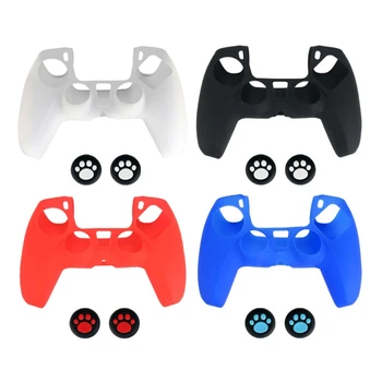 

Silicone Case Skin Protective Cover Cat Paw Joystick Thumb Stick Grip Anti-Slip Cap for S-ony PlayStation PS5 Controller