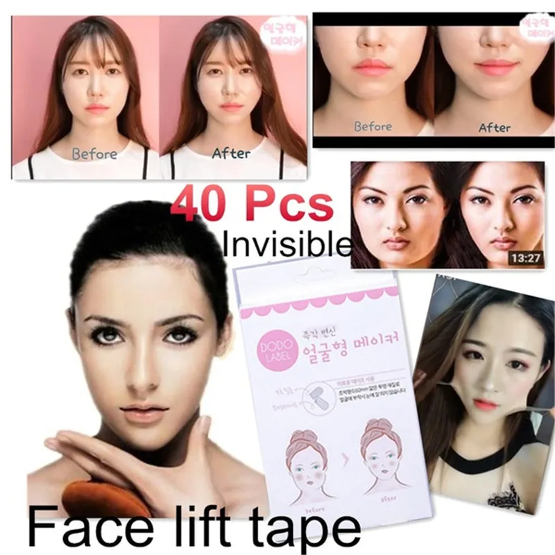 

40Pcs V Shape Invisible Thin Facial Stickers Work Fast Sticker Cosmetic Adhesive Tape Face Lift Tool Beauty Makeup Accessories