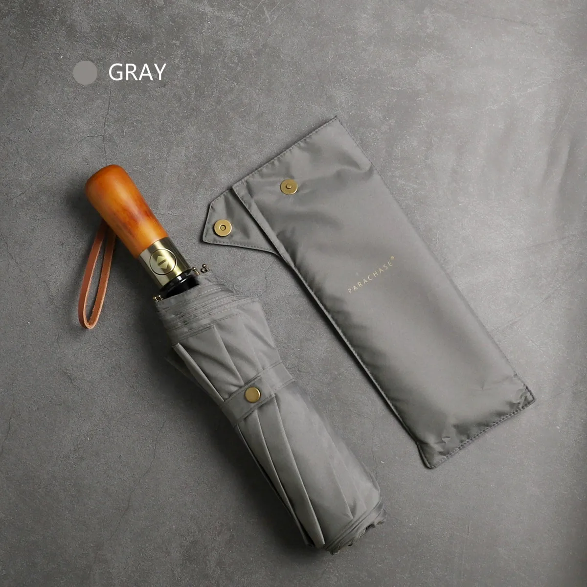 gray PARACHASE большой зонт Мужской Бизнес Стиль 115 см автоматический зонт дождь двойной слой 10 к ветрозащитный большой Гольф Зонты деревянные - Цвет: gray