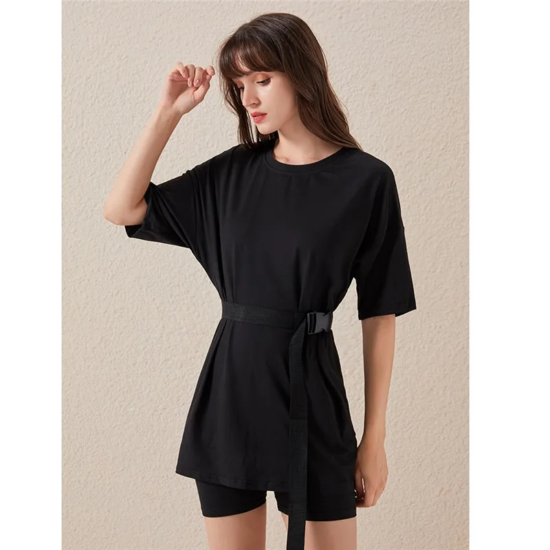 Fashion Women's Suit Solid Loose O-Neck Top Black Shorts Sport Suit Summer Women Clothing Set Casual Daily Two Piece Sets Outfit plus size sweat suits