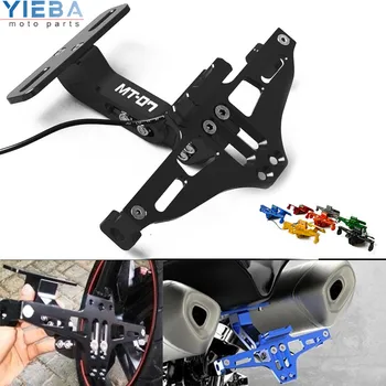 

For YAMAHA MT-07 MT07 MT 07 2019 2018 2014 2016 2015 2017 UP Motorcycle Angle Rear License Plate Bracket with light Mount Holder
