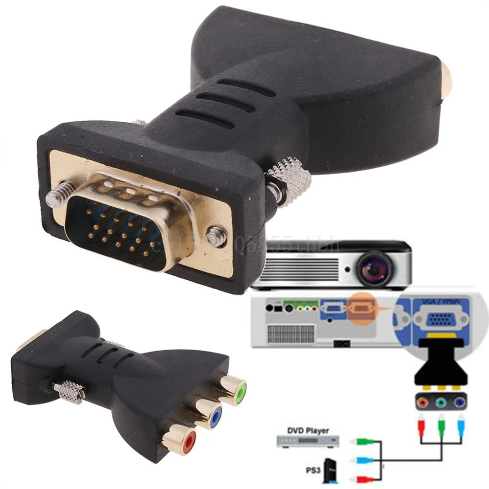VGA ל AV מתאם VGA כדי 3RCA תקע ממיר רכיב וידאו שקע מחבר עבור DVD טלוויזיה מקרן בחדות גבוהה מכשירים