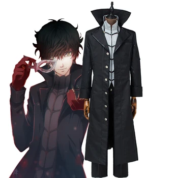 

Persona 5 JOKER Cosplay Costume Akira Kurusu Ren Amamiya Uniform Black Long Jacket Trench Full Set Super Hero Halloween Costume