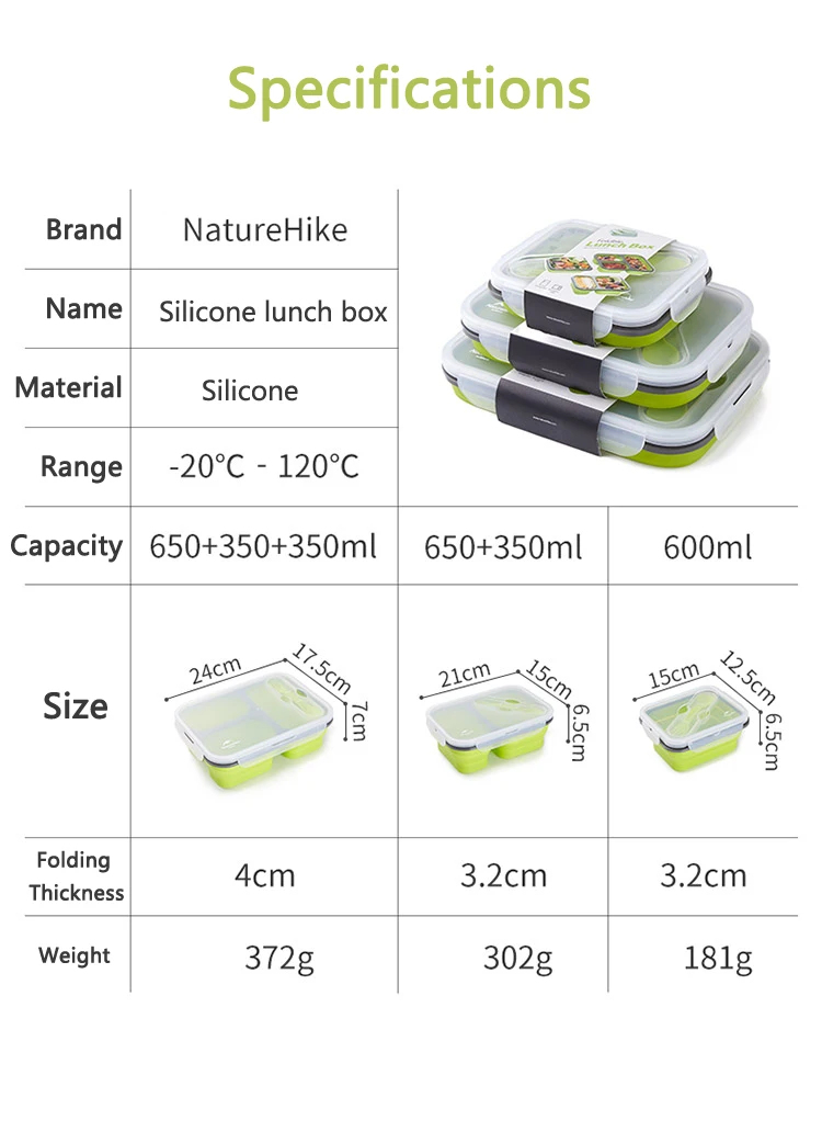 Naturehike складной отсек Ланч-бокс Сверхлегкий портативный для пикника на открытом воздухе обеденная коробка Microwavable с подогревом для школьных Бенто-бокс