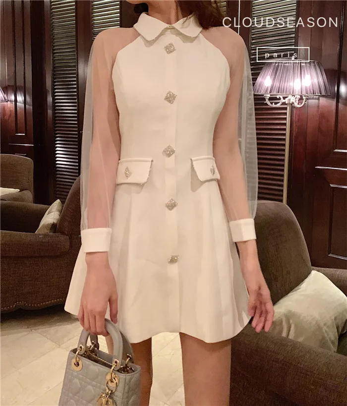 

Cloud Season Designer Brand wang sha xiu Man-made Diamond Dress Network A- line Sweet Gentle 19 Spring And Summer