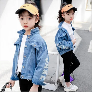 

Children Outerwear Denim Coat Spring Autumn Denim Jacket For Girls Fashion Printing Cartoon Girls Denim Jacket Kids Clothes Coat