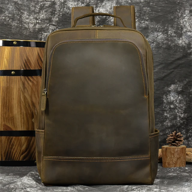 Sacoche ordinateur 17 pouces - Vintage Look Bag Brown Genuine Cuir