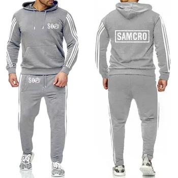 

For SOA Sons of anarchy the child SAMCRO Printed Fashion Hoodies Men Warm Sweatshirt Mens Hoodies Pants Suit 2Pcs