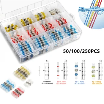 

50/100/250pcs Heat Shrink Soldering Terminals Waterproof Seal Solder Sleeve Tube Insulated Electrical Wire Butt Connectors Kit