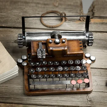 

Retro Resin Metal Typewriter Figurines Handicrafts Vintage Antique Marking Machine Miniatures Model Home Decoration Crafts Gift