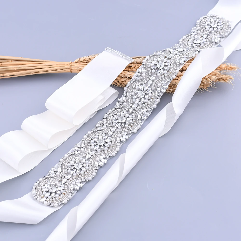 Sparkly Wedding Dress Belts Silver Rhinestone Bridal Belt Crystal