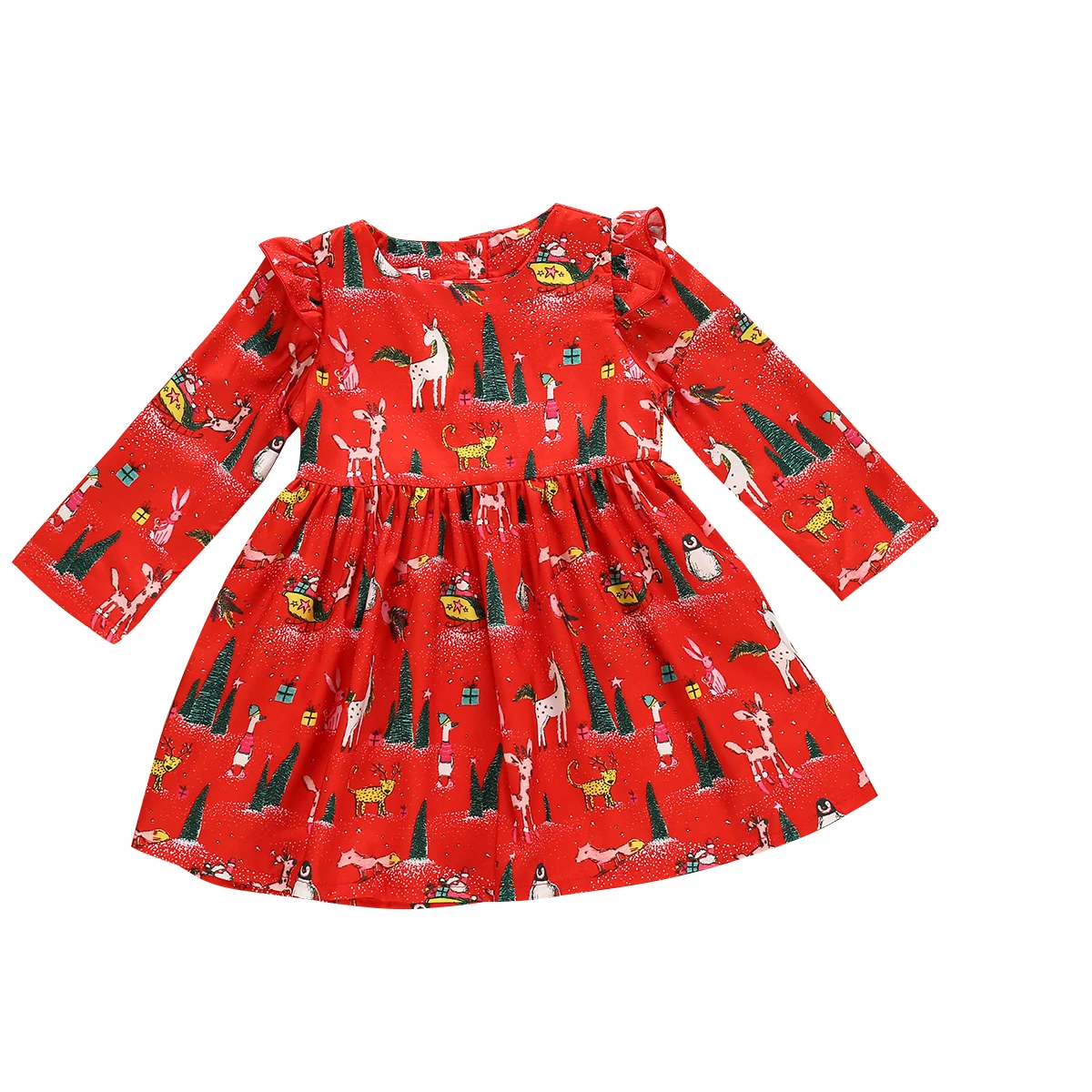 Детские платья для маленьких девочек, платье принцессы с рисунком оленя, рождественские наряды, красная одежда, рождественские детские платья для девочек, вечерние платья для малышей