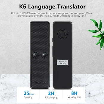 

Portable K6 Multi-language Translator Instant Two-Way Smart Voice Translator WIFI Instant Voice Text APP Photograph Translaty
