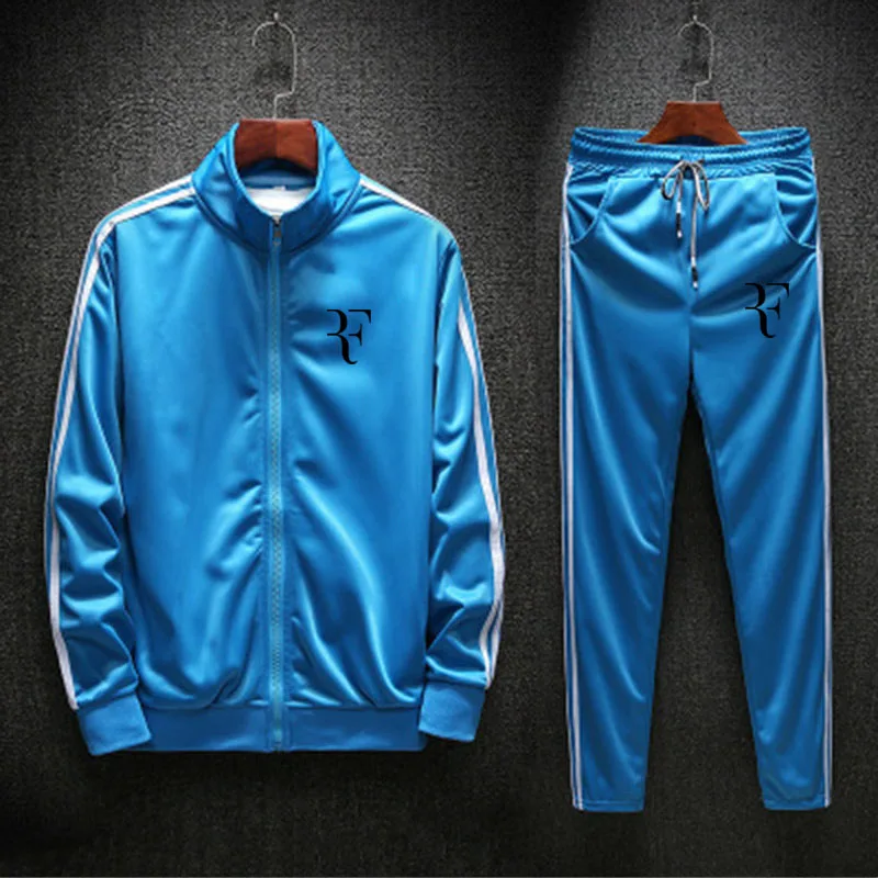 

2019 Autumn Running Sets Men Sport Suits Fitness Training Sportswear Set Polyester Gym Cycling Tracksuit Zip Pocket Jogging Suit